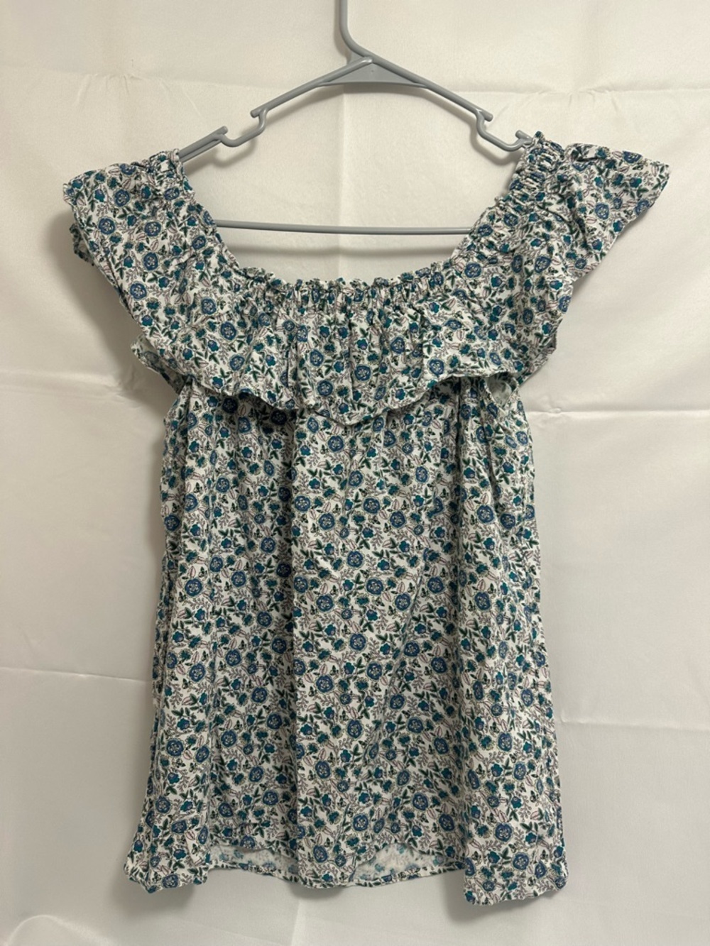 LOFT Floral Ruffle Sleeve Square-Neck Women's Top - Size Petite Small - Picture 9 of 10